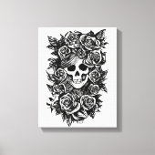 Vrouw Rozen Gothic Oorspronkelijke inkttekening Ku Canvas Afdruk (Voorkant)