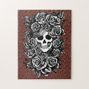 Vrouw Rozen Gothic Oorspronkelijke inkttekening Ku Legpuzzel