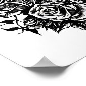 Vrouw Rozen Gothic Oorspronkelijke inkttekening Ku Poster (Hoek)