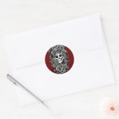 Vrouw Rozen Gothic Oorspronkelijke inkttekening Ku Ronde Sticker (Envelop)