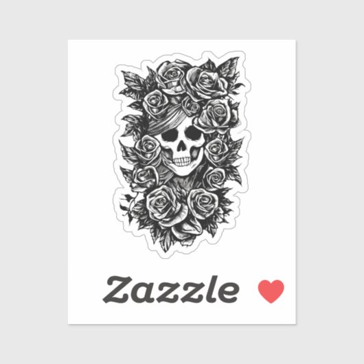 Vrouw Rozen Gothic Oorspronkelijke inkttekening Ku Sticker (Vel)