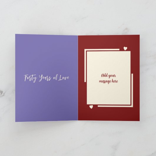 Vrouw Ruby 40e jubileum paarse Kaart (Binnen)