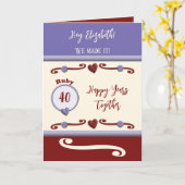 Vrouw Ruby 40e jubileum paarse Kaart (Gele Bloem)