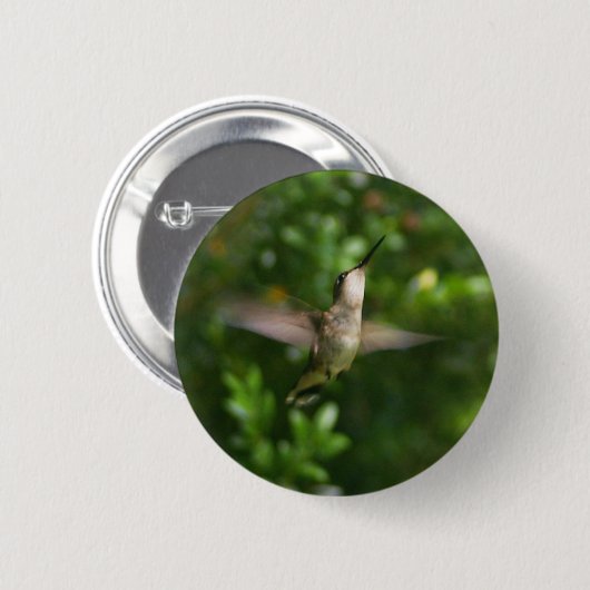 Vrouw Ruby Throat Hummingbird Button (Voorkant /achterkant)