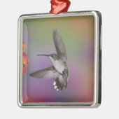 Vrouw Ruby Throated Hummingbird tijdens de vlucht Metalen Ornament (Links)