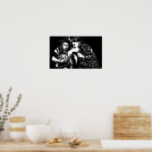Vrouw Rugby - Houtblok Kunstprint Poster (Keuken)