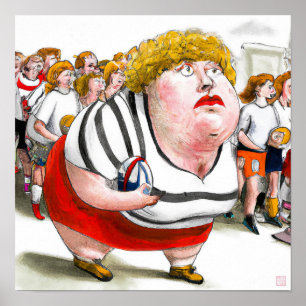 Vrouw Rugby Player - Rugby-schilderafdrukken Poster