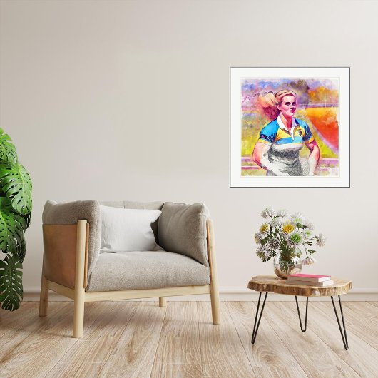 Vrouw Rugby Speler - Aquarel Print