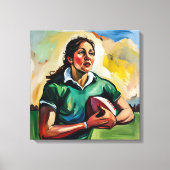 Vrouw Rugby Speler Verpakt Canvas Afdruk (Voorkant)