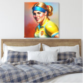 Vrouw Rugby Speler - Verpakte Canvas Art Print (Insitu (Slaapkamer))