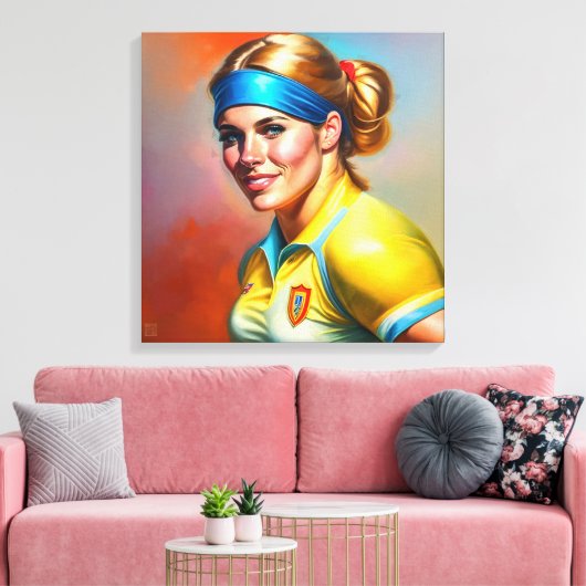 Vrouw Rugby Speler - Verpakte Canvas Art Print (Insitu (Woonkamer))