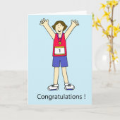 Vrouw Runner gefeliciteerd Kaart (Gele Bloem)