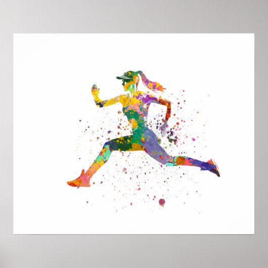 Vrouw runner in waterverf poster (Voorkant)