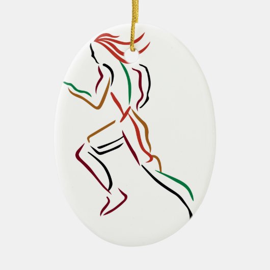 Vrouw Runner Keramisch Ornament (Voorkant)