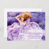 Vrouw Rust In Stromende Lavendeljurk Feestdagenkaart (Voorkant / Achterkant)