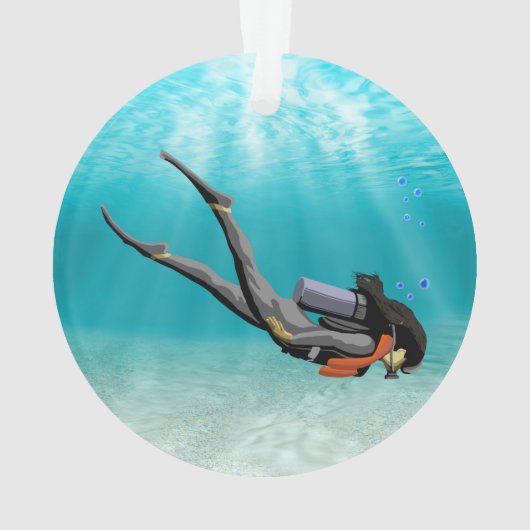 Vrouw S.C.U.B.A. Diver Ornament (achterkant)