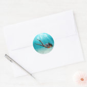 Vrouw S.C.U.B.A. Diver Ronde Sticker (Envelop)