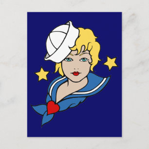 Vrouw Sailor Tattoo Briefkaart