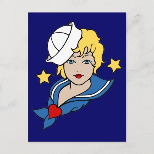 Vrouw Sailor Tattoo Briefkaart (Voorkant)