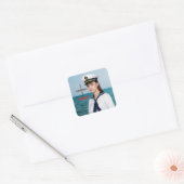 Vrouw Sailor Vierkante Sticker (Envelop)