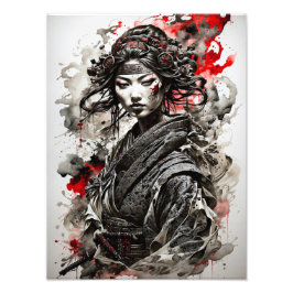Vrouw Samurai A Foto Afdruk