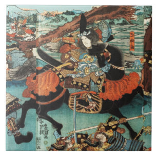 VROUW SAMURAI TOMOE GOZEN PAARD IN DE STRIJD TEGELTJE