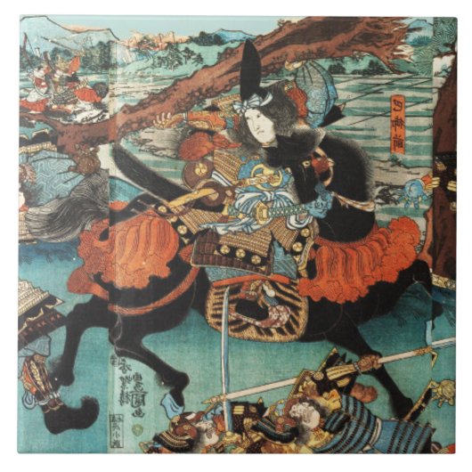 VROUW SAMURAI TOMOE GOZEN PAARD IN DE STRIJD TEGELTJE (Voorkant)