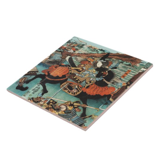 VROUW SAMURAI TOMOE GOZEN PAARD IN DE STRIJD TEGELTJE (Zijkant)
