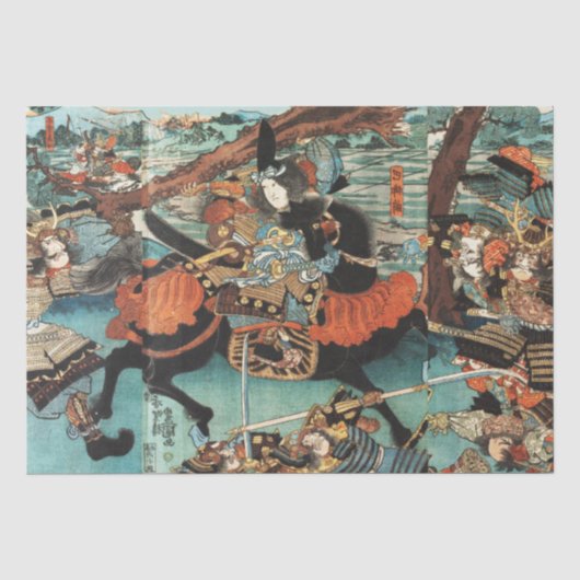VROUW SAMURAI TOMOE GOZEN PAARD IN DE STRIJD TISSUEPAPIER (Voorkant)