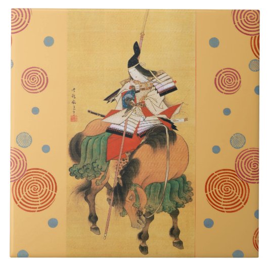 VROUW SAMURAI TOMOE GOZEN PAARDENRUG Japanse kunst Tegeltje (Voorkant)
