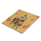 VROUW SAMURAI TOMOE GOZEN PAARDENRUG Japanse kunst Tegeltje (Zijkant)