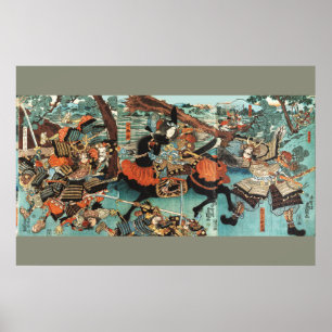 VROUW SAMURAI TOMOE GOZEN TE PAARD IN DE SLAG POSTER