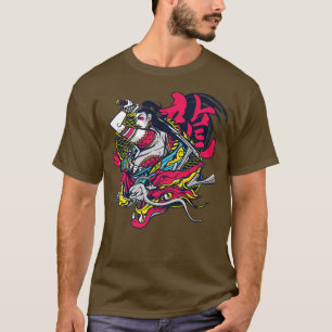Vrouw Samurai Warrior met dragon l Japans grap T-shirt