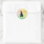 Vrouw Samurai Warrior met een Katana Ronde Sticker (Tas)