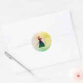 Vrouw Samurai Warrior met een Katana Ronde Sticker (Envelop)