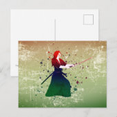 Vrouw Samurai Warrior met zwaard Briefkaart (Voorkant / Achterkant)