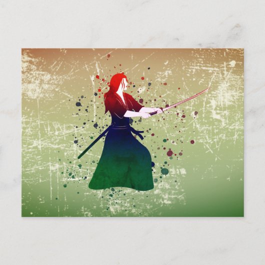 Vrouw Samurai Warrior met zwaard Briefkaart (Voorkant)