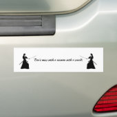 Vrouw Samurai Warrior met zwaard Bumpersticker (Op auto)