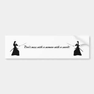 Vrouw Samurai Warrior met zwaard Bumpersticker