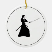 Vrouw Samurai Warrior met zwaard Keramisch Ornament (Voorkant)