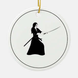 Vrouw Samurai Warrior met zwaard Keramisch Ornament
