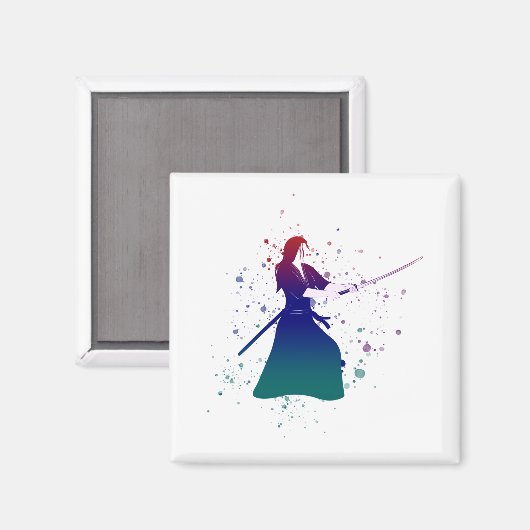 Vrouw Samurai Warrior met zwaard Magneet (Voorkant / Achterkant)