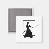 Vrouw Samurai Warrior met zwaard Magneet (Voorkant / Achterkant)