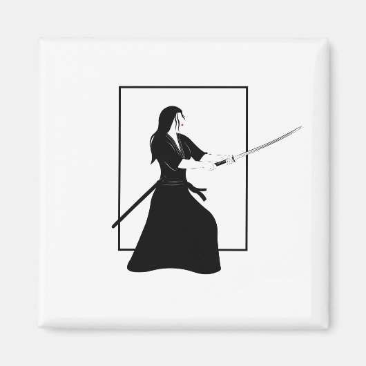 Vrouw Samurai Warrior met zwaard Magneet (Voorkant)