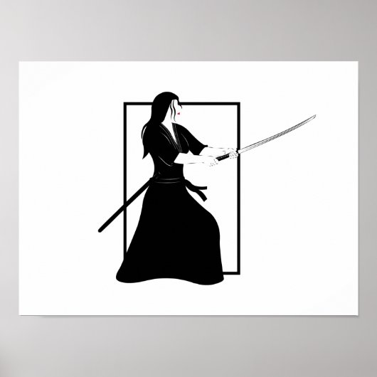 Vrouw Samurai Warrior met zwaard Poster (Voorkant)