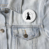 Vrouw Samurai Warrior met zwaard Ronde Button 5,7 Cm (In situ)