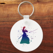 Vrouw Samurai Warrior met zwaard Sleutelhanger (Voorkant)
