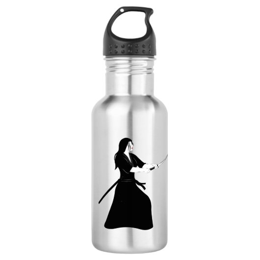 Vrouw Samurai Warrior met zwaard Waterfles (Voorkant)
