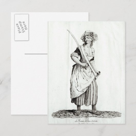 Vrouw Sans-Culotte, 1792 Briefkaart (Voorkant / Achterkant)