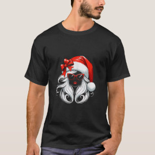 Vrouw Santa Hat Zonnebril Oma Moeder Vrouwen Meisj T-shirt